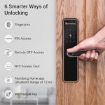 Atomberg Azhero Smart Door Lock | 6 Ways Unlocking | Fingerprint | PIN | Remote OTP | NFC Card | Atomberg App (Data Stored in India) | Key | 2 Stainless Steel Bolt | 2 Year Warranty (Rose Gold)