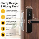 Atomberg Azhero Smart Door Lock | 6 Ways Unlocking | Fingerprint | PIN | Remote OTP | NFC Card | Atomberg App (Data Stored in India) | Key | 2 Stainless Steel Bolt | 2 Year Warranty (Rose Gold)